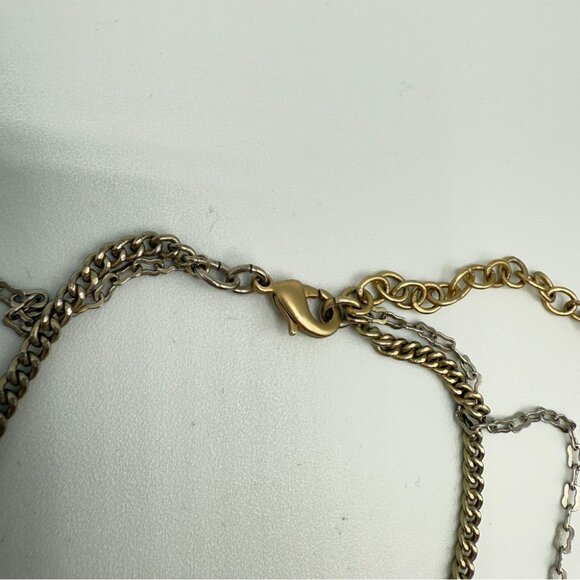 Gold Triangle Pendant Two-Tone Chain Necklace - Picture 5 of 9